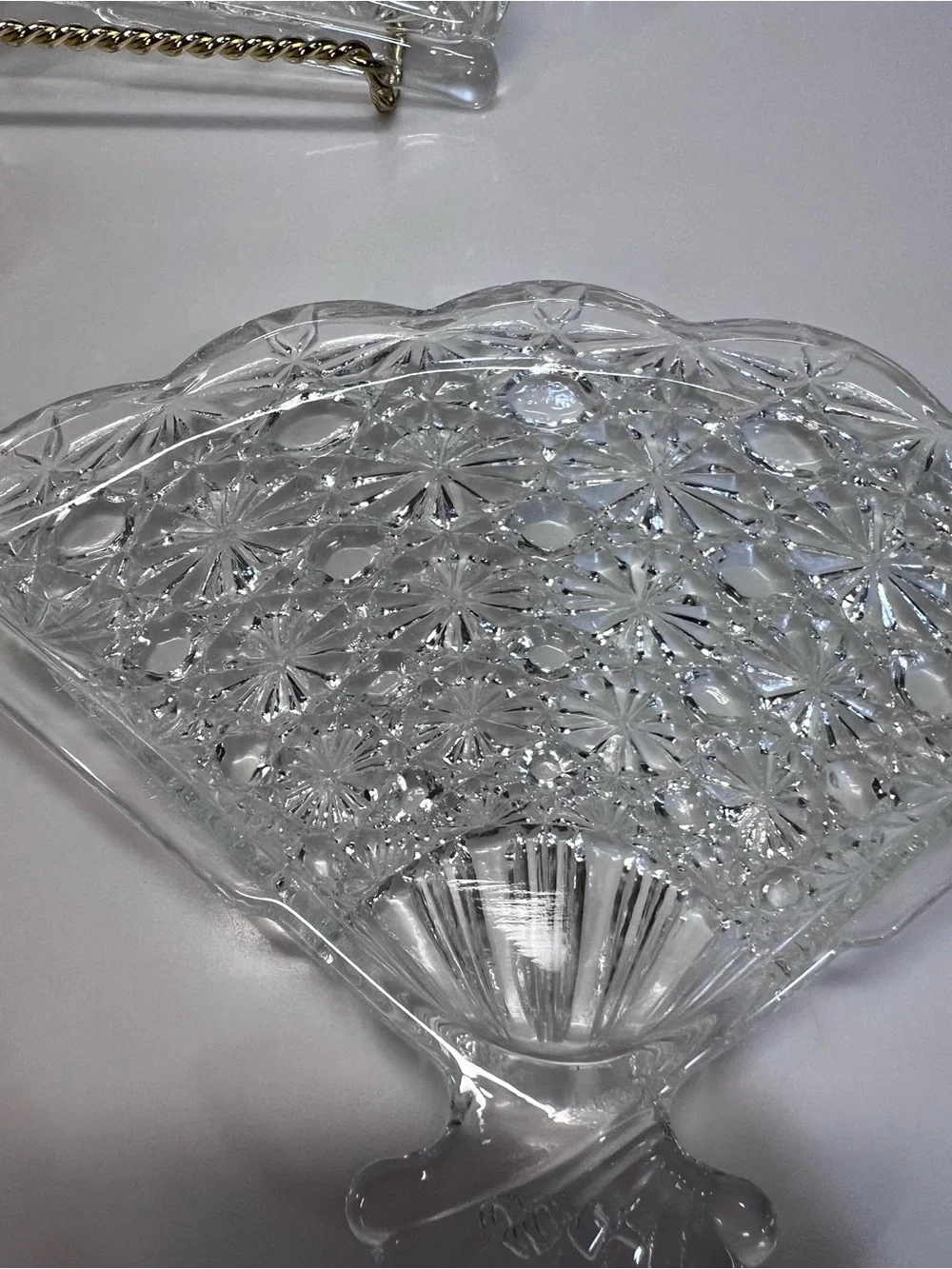 Vintage Avon Clear Glass Fan Plates 7 used For Snack Plate Trinkets Or Soap Dish